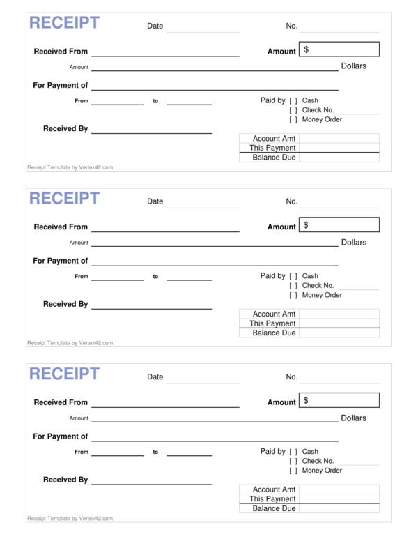 bank check receipt