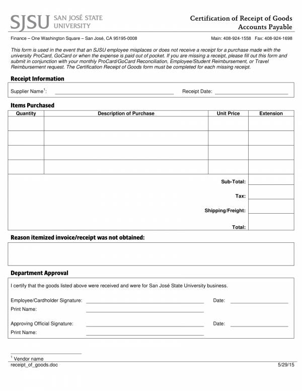 invoice certification form FREE  Templates in Services Goods or 15 Receipt PDF for