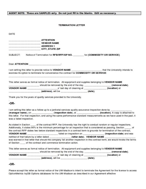commodity contract termination letter