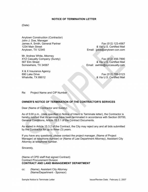 contractor contract termination letter notice 1