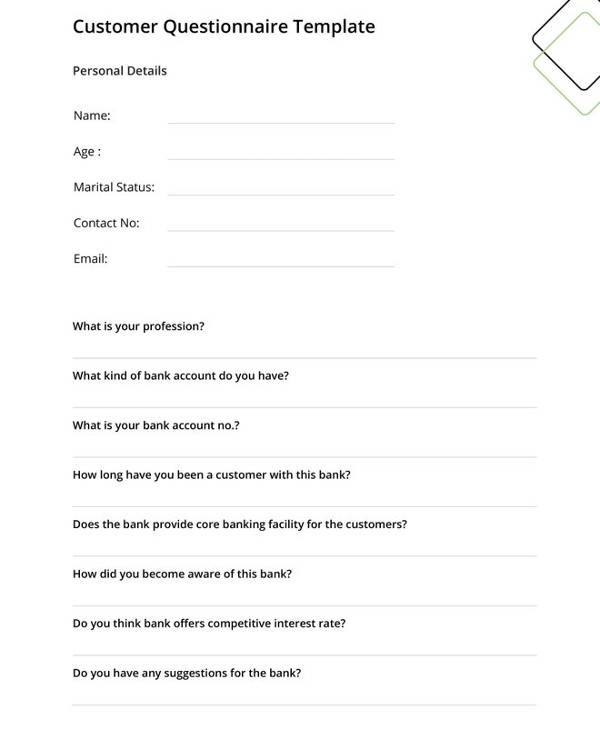 customer questionnaire template