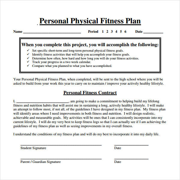 daily fitness plan template
