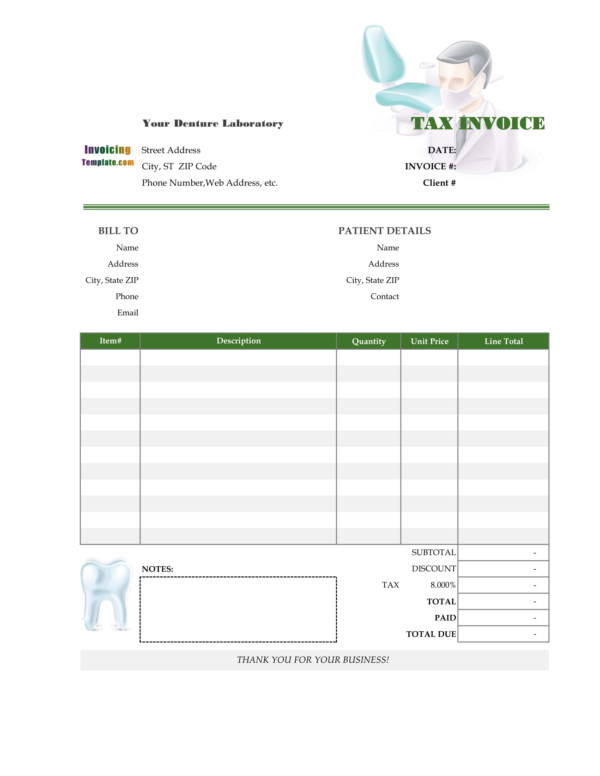 dental clininc and laboratoy invoice template 2