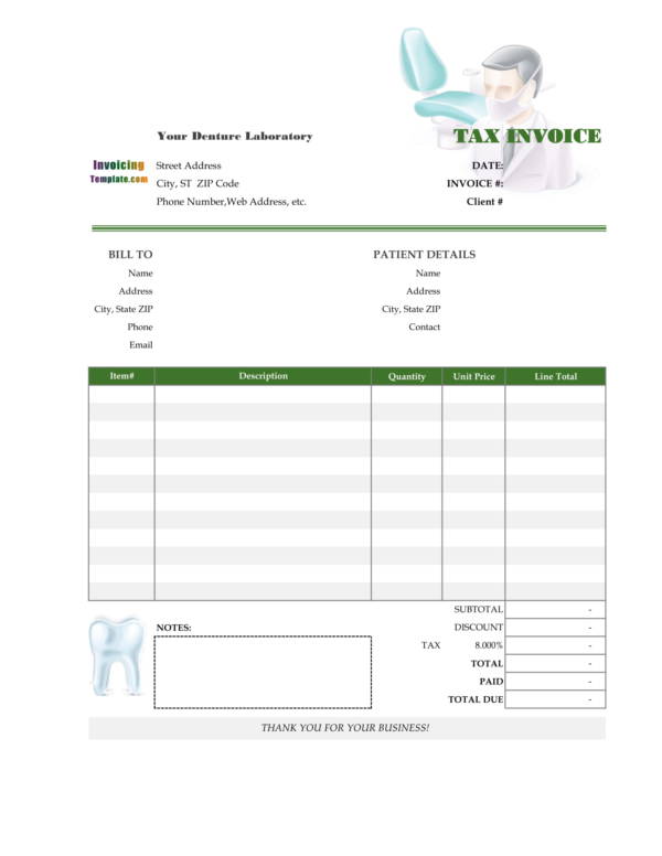 FREE 10 Dental Invoice Templates In PDF MS Word Excel   Dental Clininc And Laboratoy Invoice Template 2 