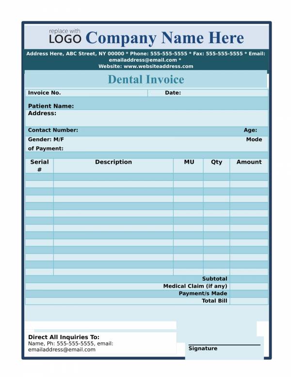 dental doctor invoice template 1