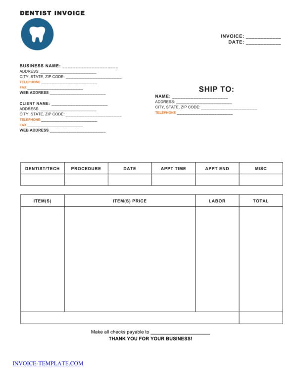 Dental Invoice Template TUTORE ORG Master Of Documents