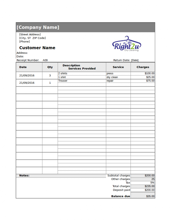 FREE 12 Dry Cleaning Receipt Samples Templates In PDF Excel