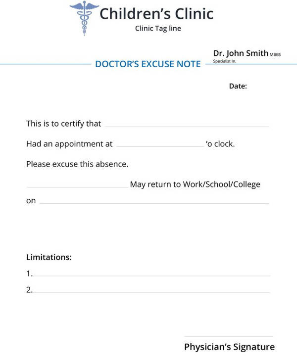 doctors excuse note template