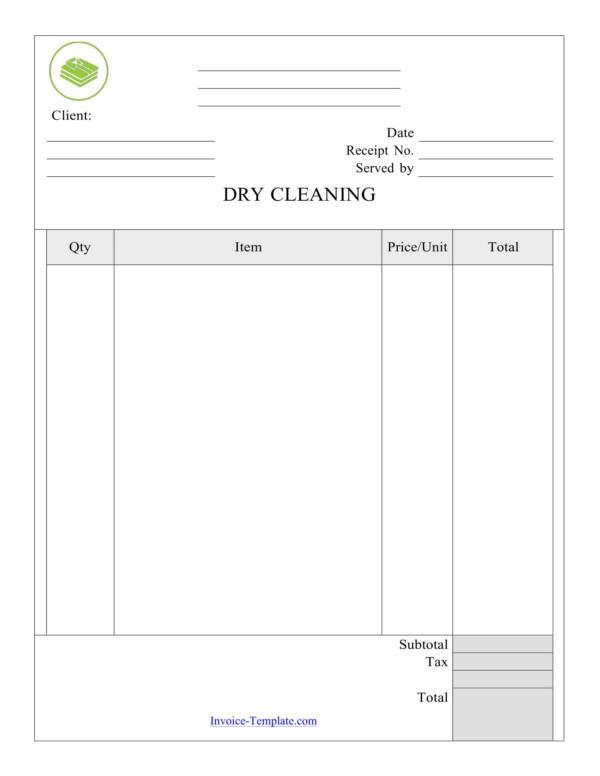 Laundry Pick Up Receipt Template