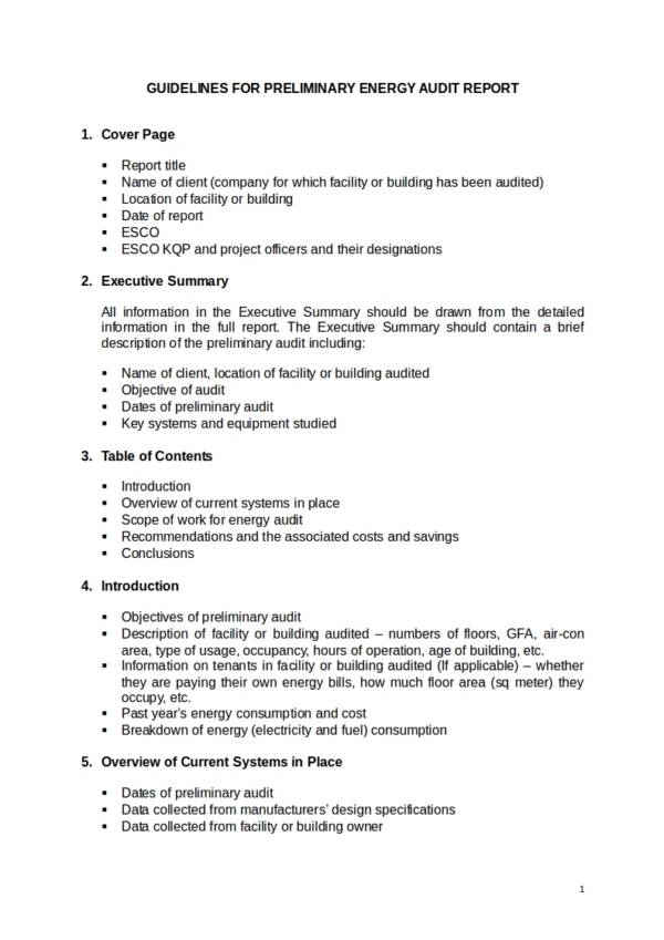 energy audit report template