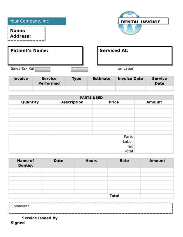 Dental Receipt Template Free