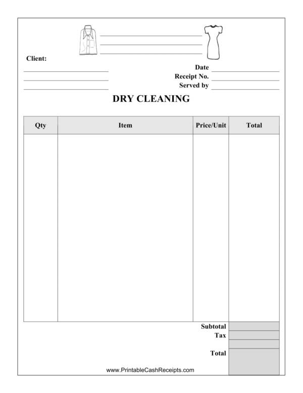 Dry Cleaning Invoice Template