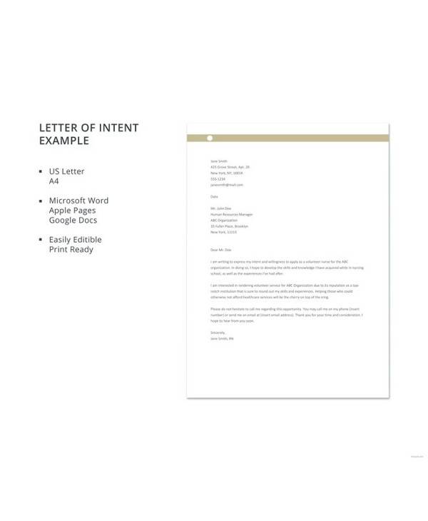 57+ Letter of Intent Examples – PDF, Word, Pages, Google Docs | Sample ...