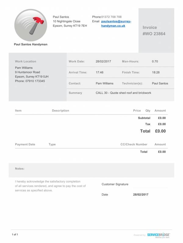 generic handyman invoice template 1