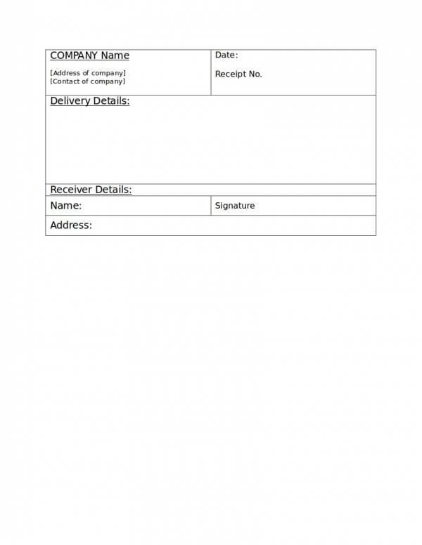 goods delivery receipt template