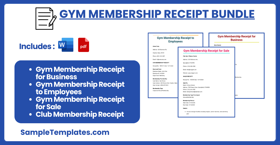 gym membership receipt bundle