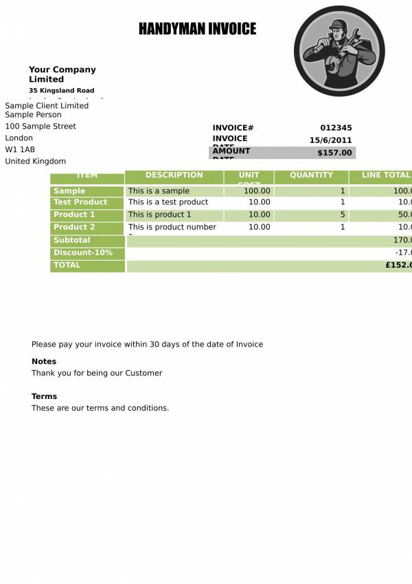 FREE 11+ Handyman Invoice Templates in PDF MS Word Excel