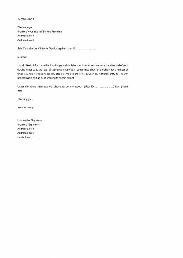 internet contract termination letter template 1
