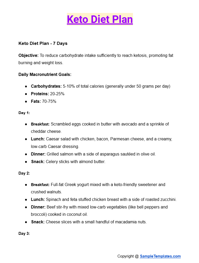 keto diet plan