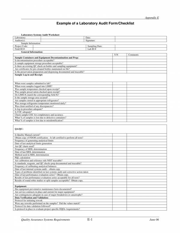 laboratory audit form 1