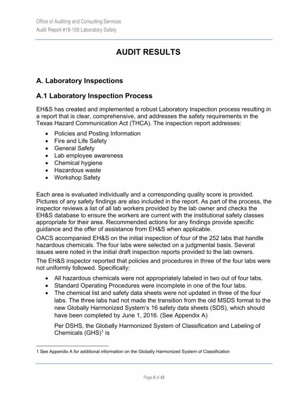 laboratory safety audit report 08