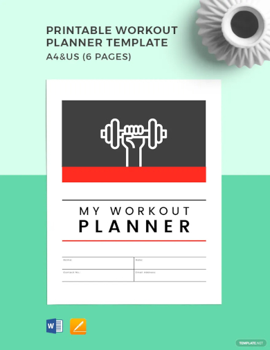 printable workout planner template