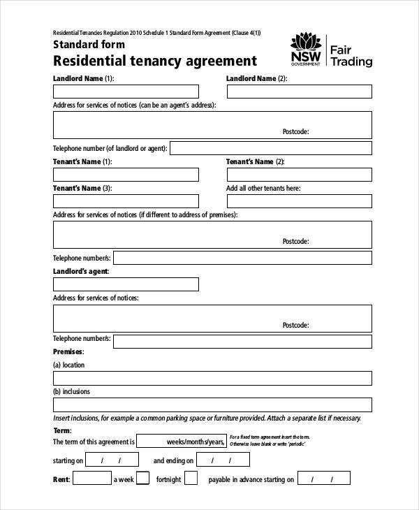 furnished house rental agreement template