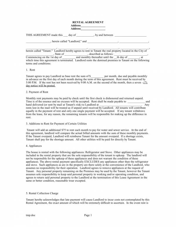 rental agreement format 1
