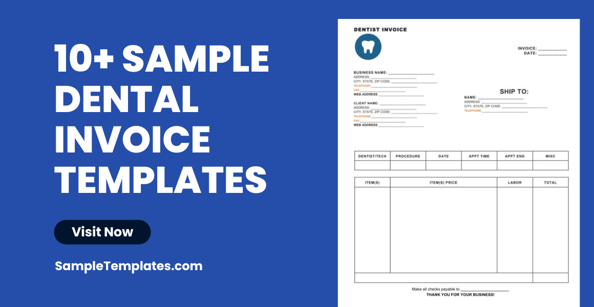 sample dental invoice templates