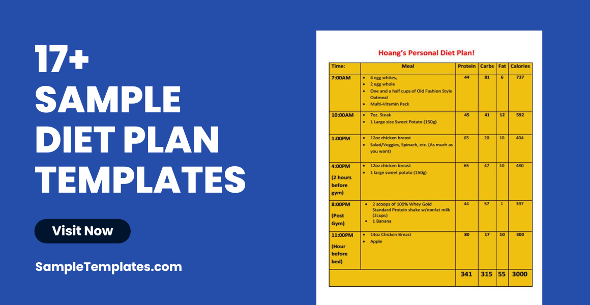sample diet plan templates