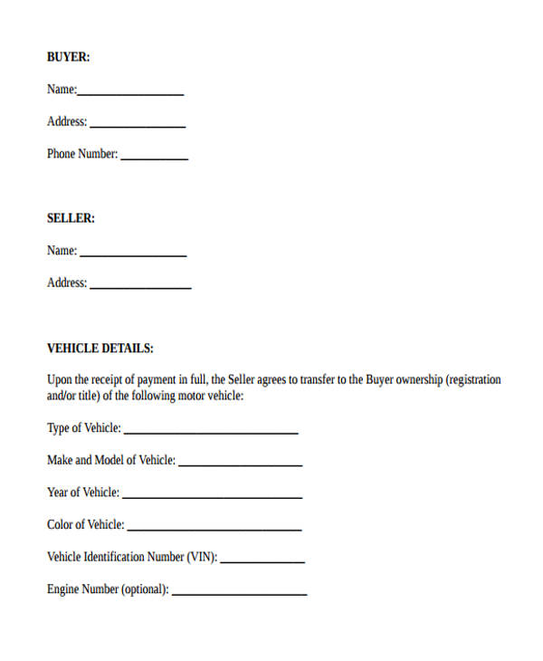 vehicle transfer receipt template