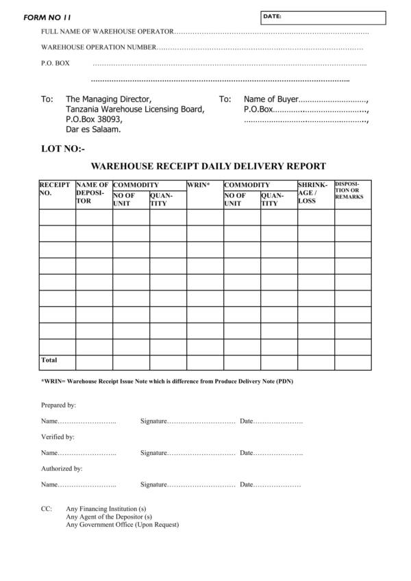 warehouse good delivery receipt template 1