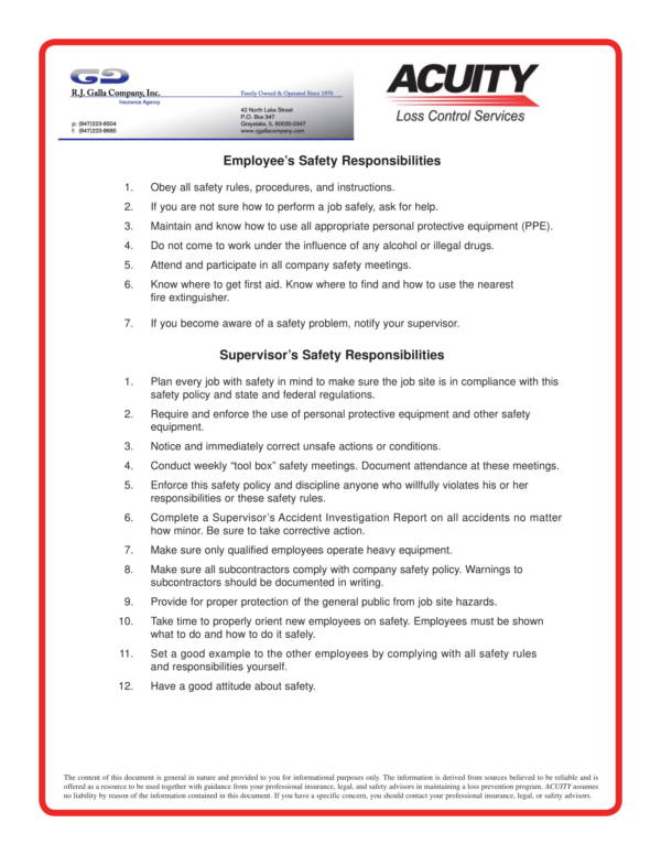 Free Construction Safety Plan Template