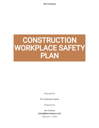 construction workplace safety plan template