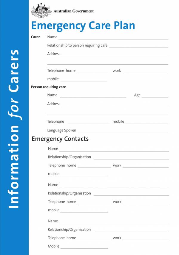 FREE 11 Emergency Care Plan Templates In PDF