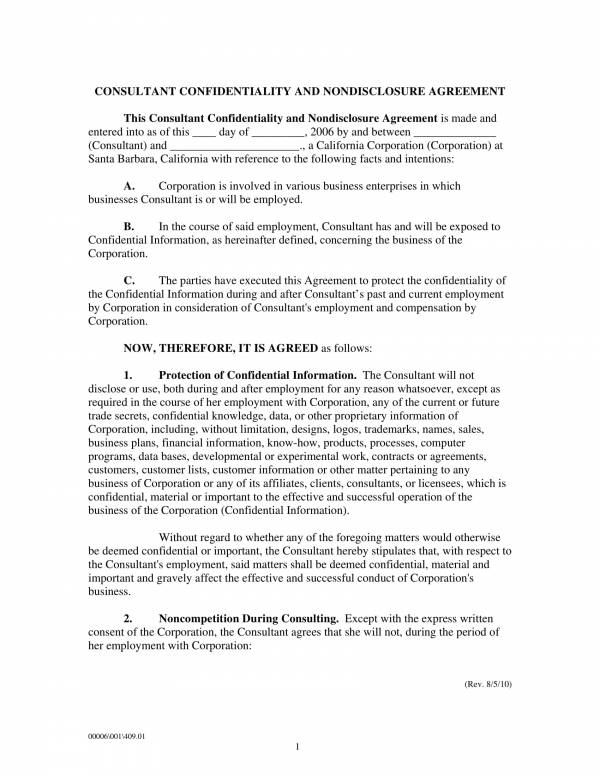 generic consultant confidentiality and nda agreement 1