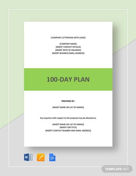 100 day plan template