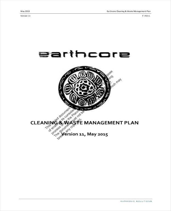 cleaning and waste management operations plan