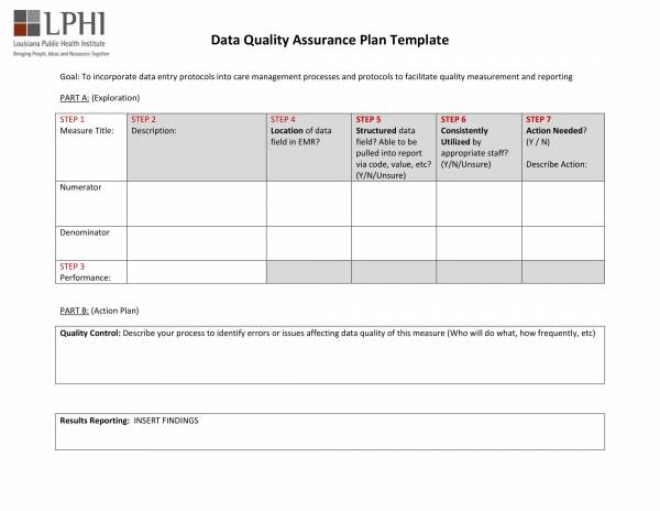data quality assurance plan template 1