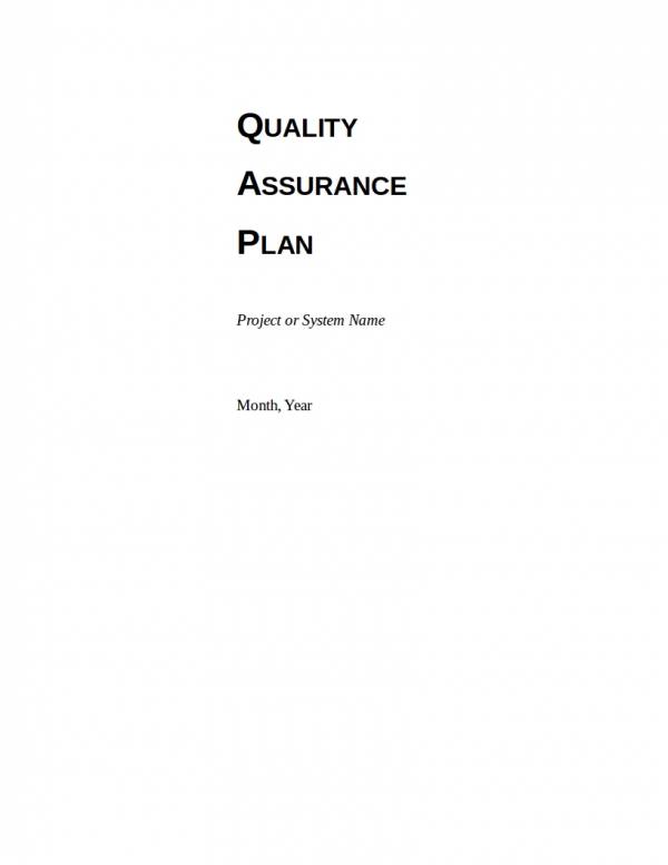 editable quality assurance plan template