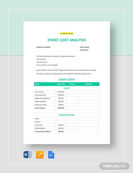 event cost analysis