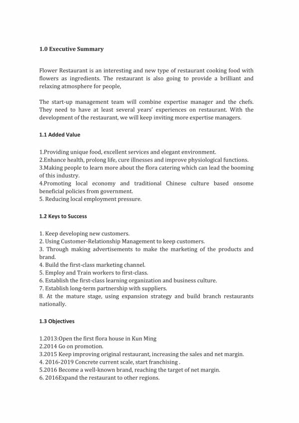 production plan in restaurant business plan