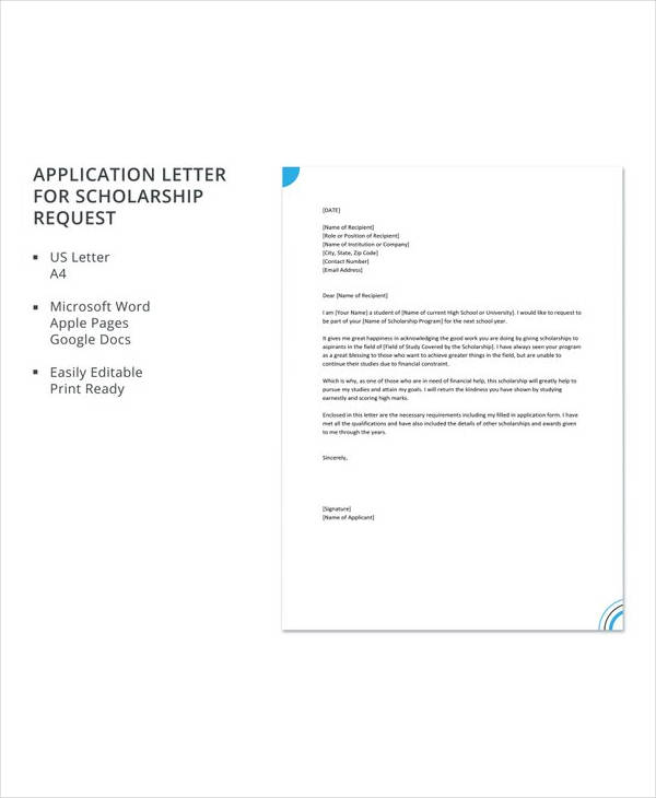 scholarship application letter for governor