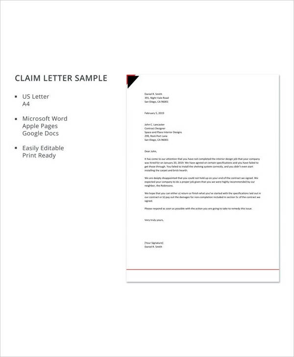 Notice Of Claim Letter from images.sampletemplates.com