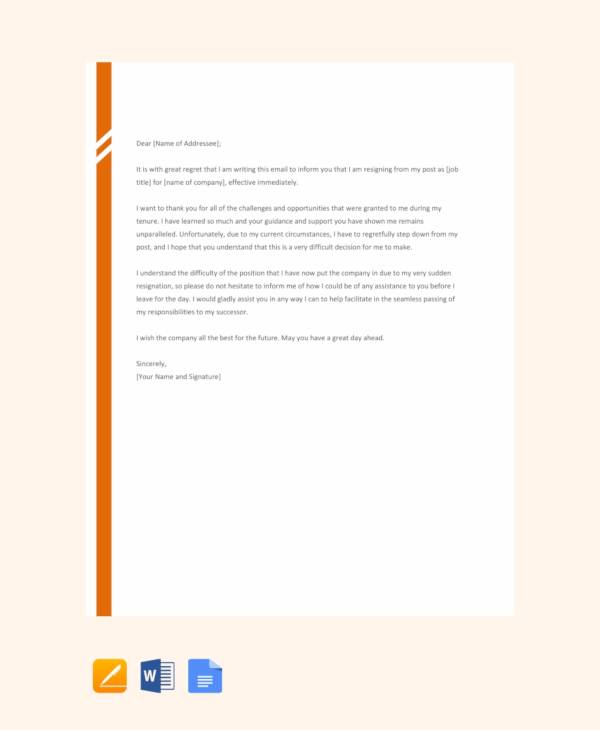 FREE 11+ Resignation Letters No Notice Templates in PDF