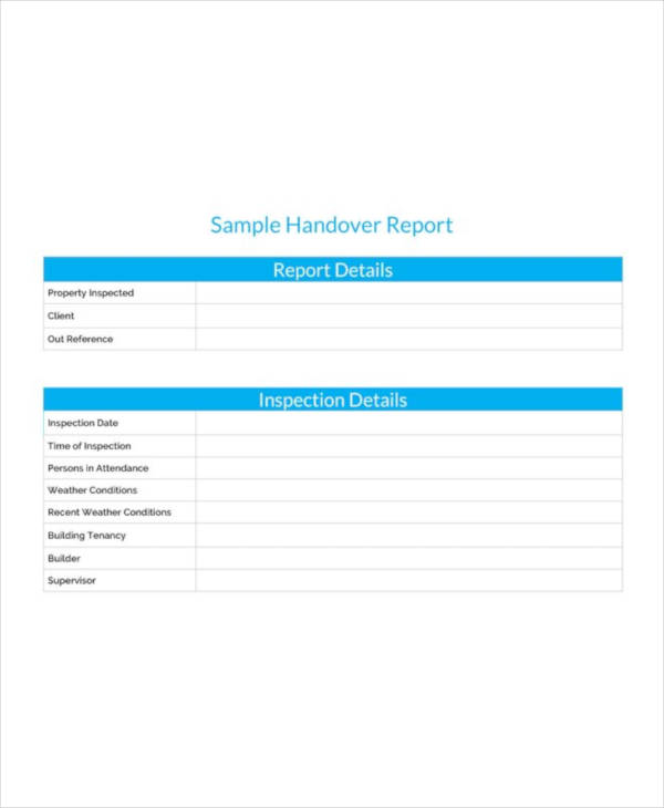 free handover report template