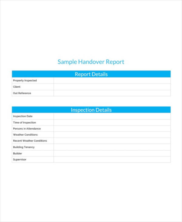 HandOver Report Template