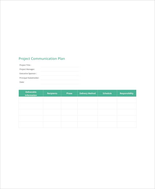 free project communication plan template
