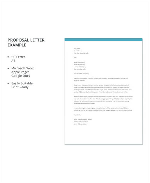 Proposal Letter Template Proposal Letter Template Free - Bank2home.com