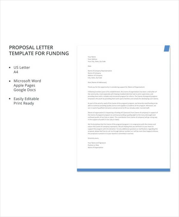 free proposal letter template for funding